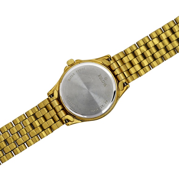 Caravelle Bulova Ladies Vintage Gold Plated White Dial Watch Quartz